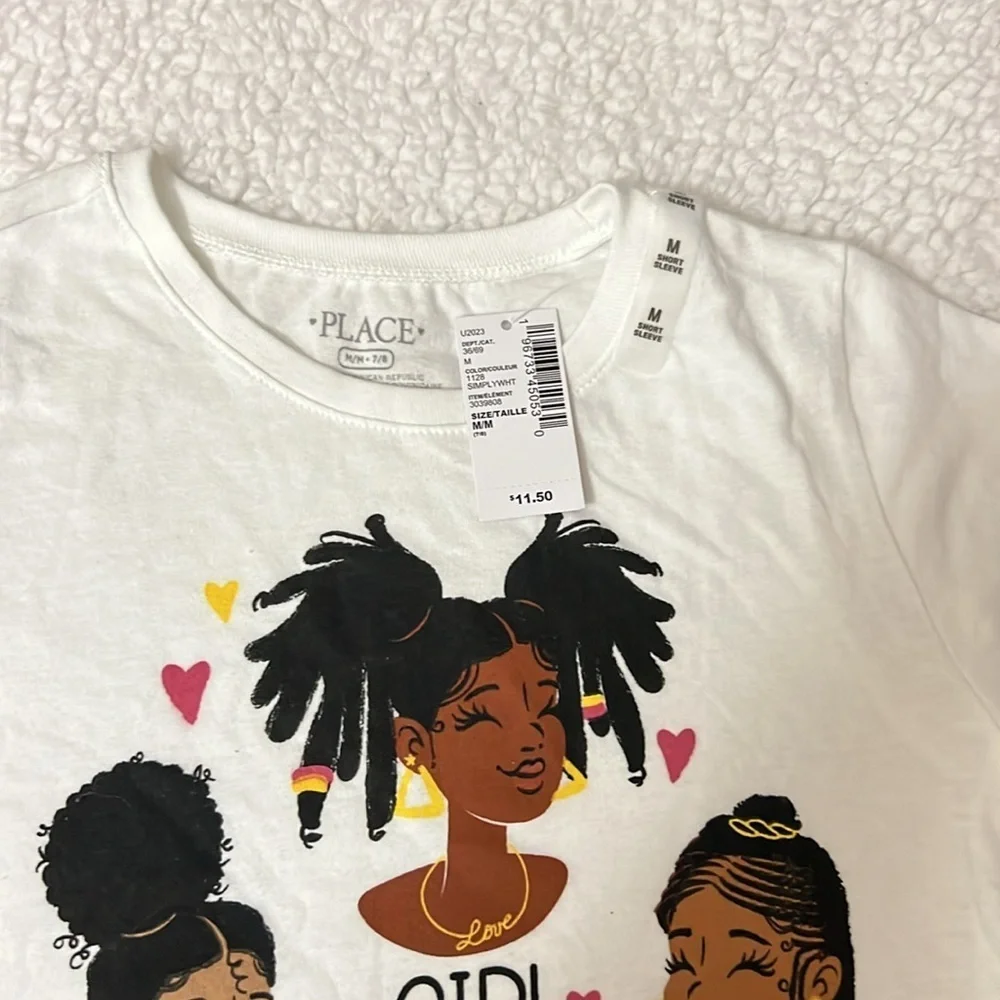 The Children's Place Girls M White Short Sleeve Graphic Tees NWT